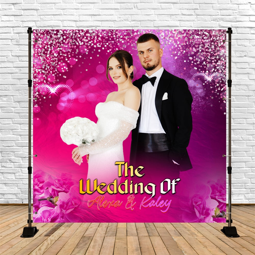 Wedding Photo Backdrop Elegant Pink Glitter Customized Backdrop UK LXX5-186