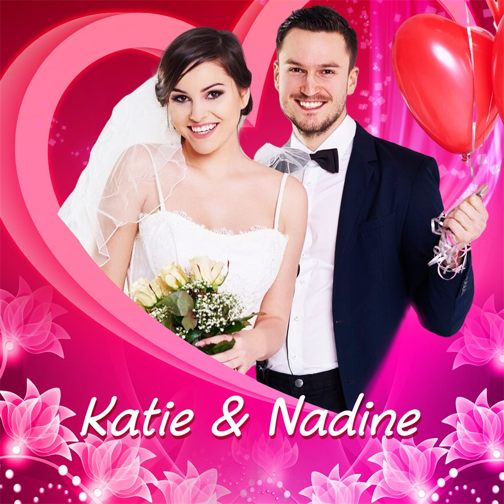 Photo Backdrop Wedding Romantic Heart Frame Custom Backdrop UK LXX5-187