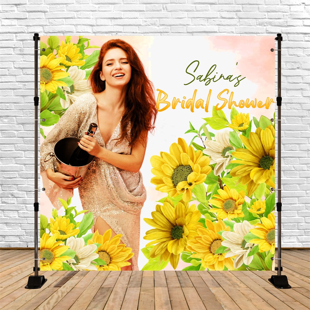 Bridal Backdrop Champagne Yellow Blooms Personalized Backdrop UK LXX5-189