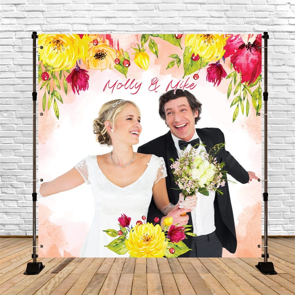 Wedding Backdrops Joyful Floral Watercolor Customized Backdrop UK LXX5-190