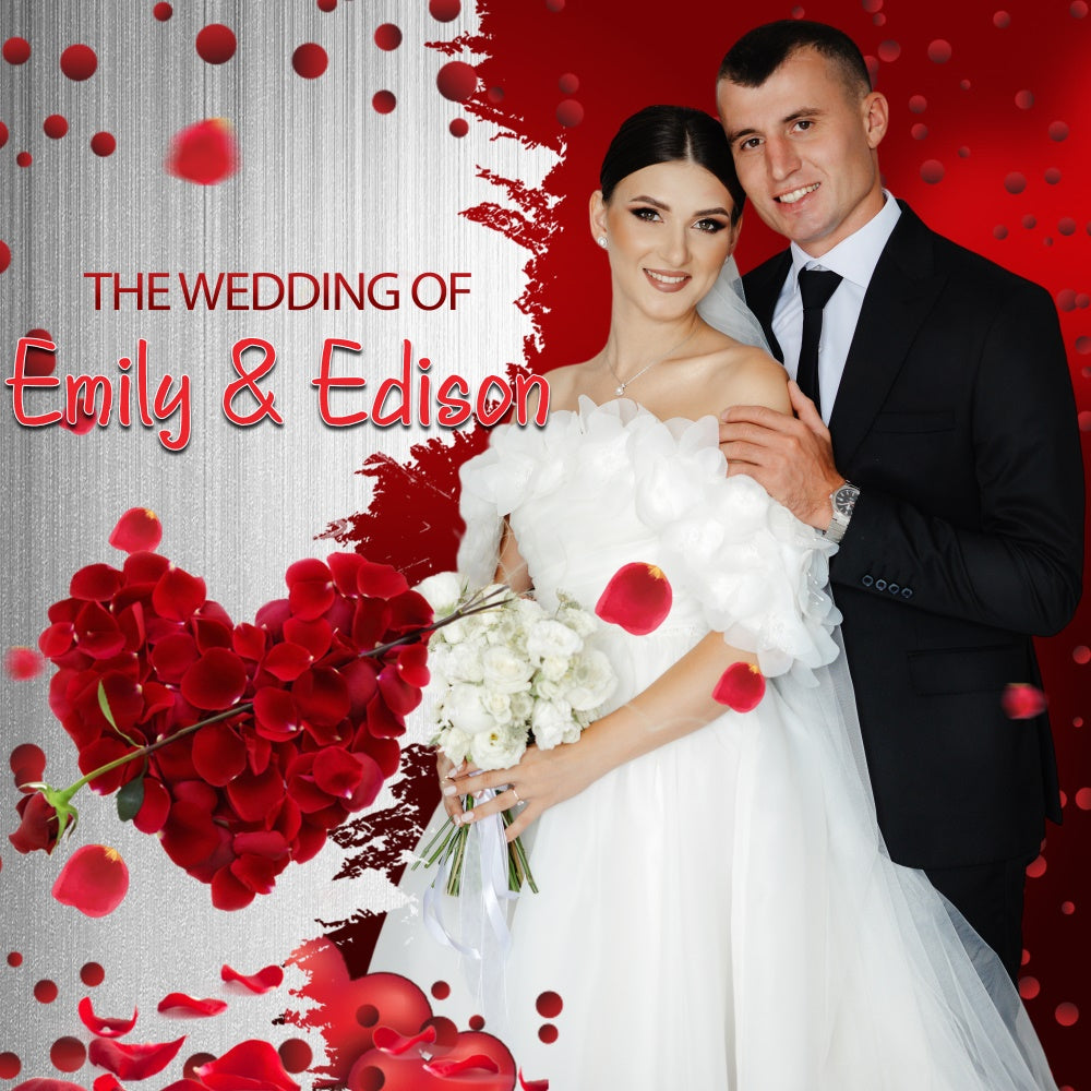 Elegant Wedding Backdrop Red Rose Petal Personalized Backdrop UK LXX5-194