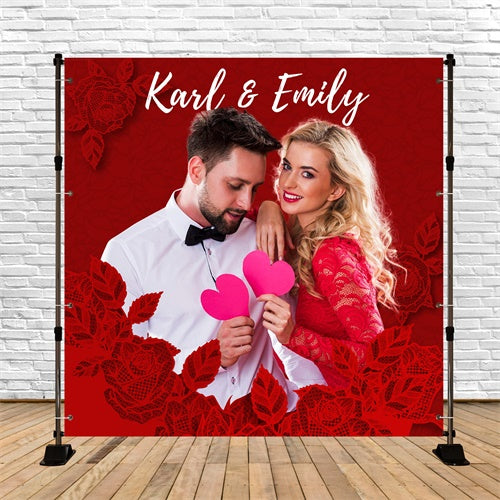 Backdrop For Wedding Lace Rose Love Personalized Backdrop UK LXX5-199