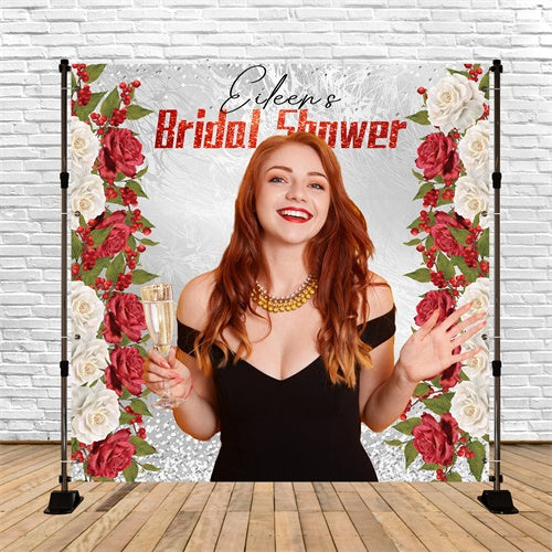 Bridal Shower Backdrop Champagne Red Rose Custom Backdrop UK LXX5-200