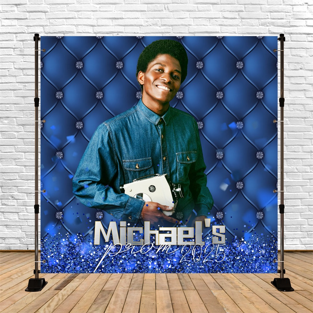 Prom Photo Backdrop Confetti Sparkle Blue Customized Party Graduation Backdrop UK LXX5-203