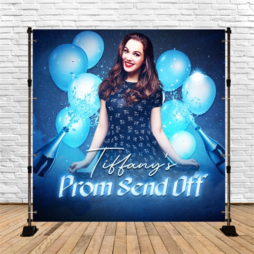 Prom 2025 Backdrop Champagne Balloon Cheers Personalised Party Graduation Backdrop UK LXX5-212