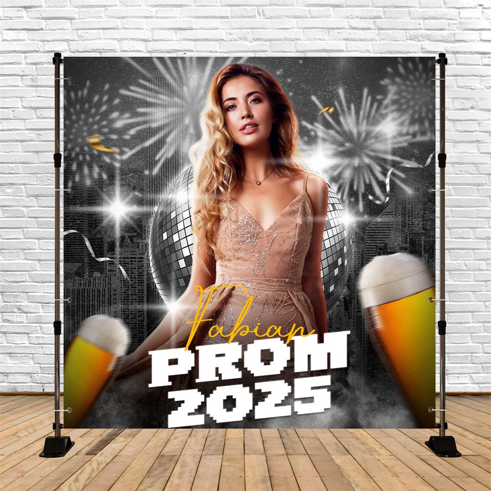 Prom Backdrop Ideas Urban Disco Champagne Personalized Party Graduation Backdrop UK LXX5-214
