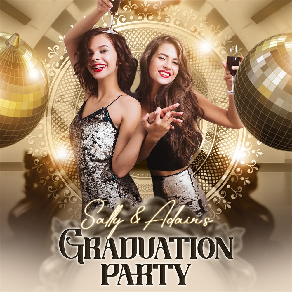 2025 Graduation Backdrop Disco Queens Customized Party Graduation Backdrop UK LXX5-215