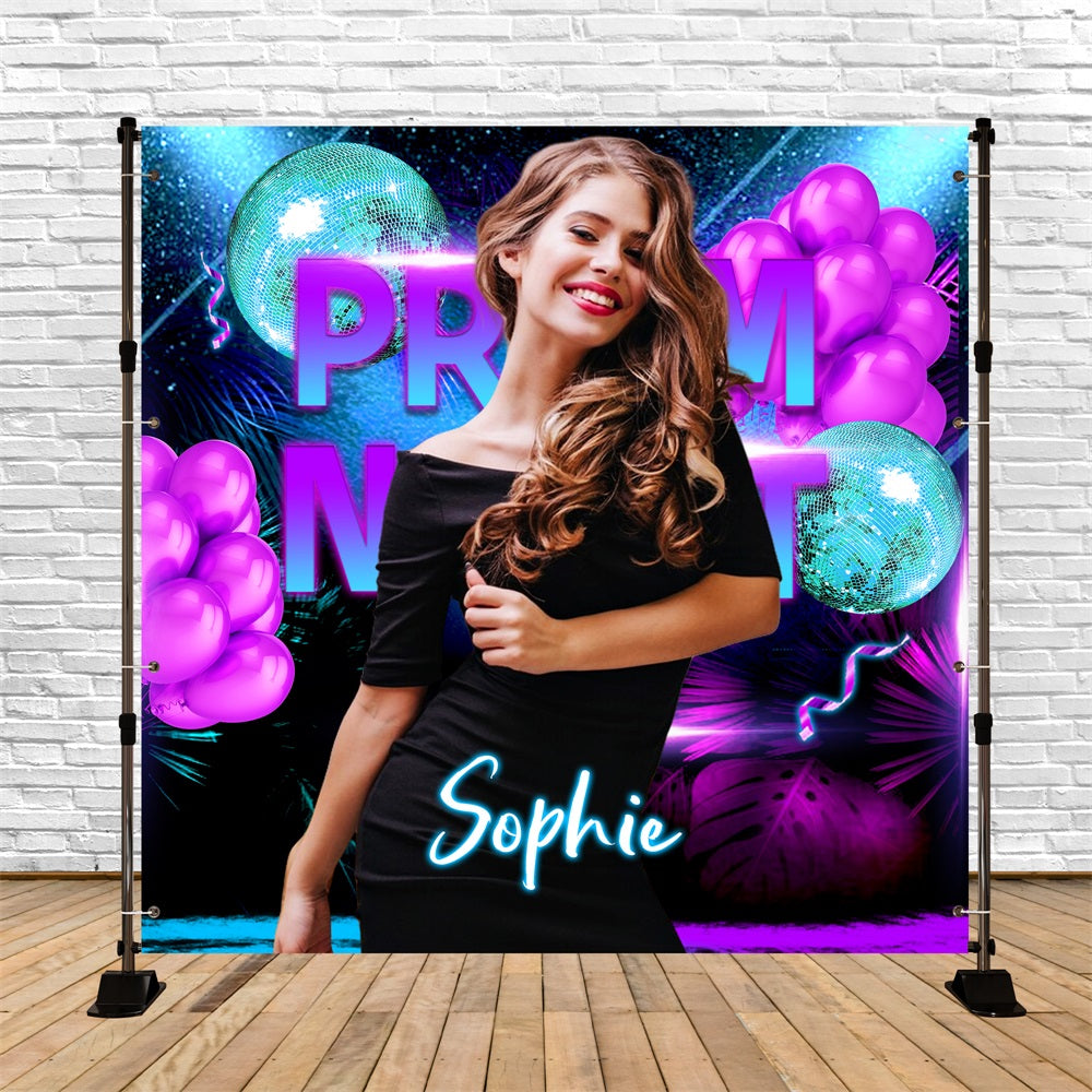 Prom Backdrop Disco Lights Balloons Personalised Party Graduation Backdrop UK LXX5-216