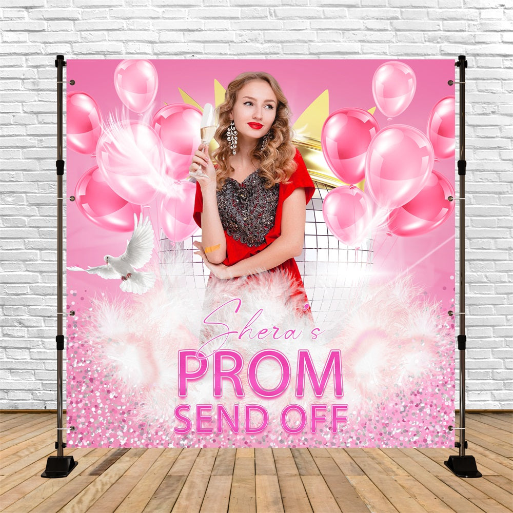 Prom Backdrop Blush Balloons Send Off Custom Party Graduation Backdrop UK LXX5-225
