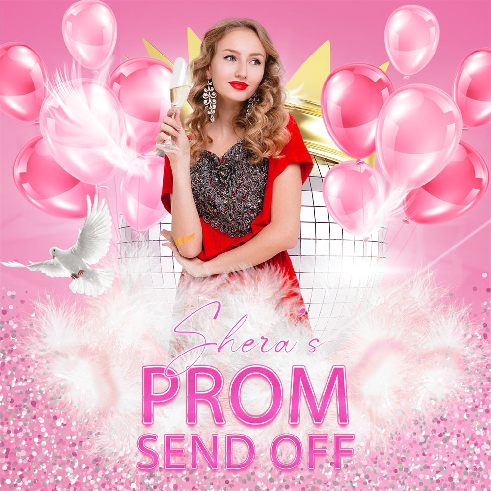 Prom Backdrop Blush Balloons Send Off Custom Party Graduation Backdrop UK LXX5-225