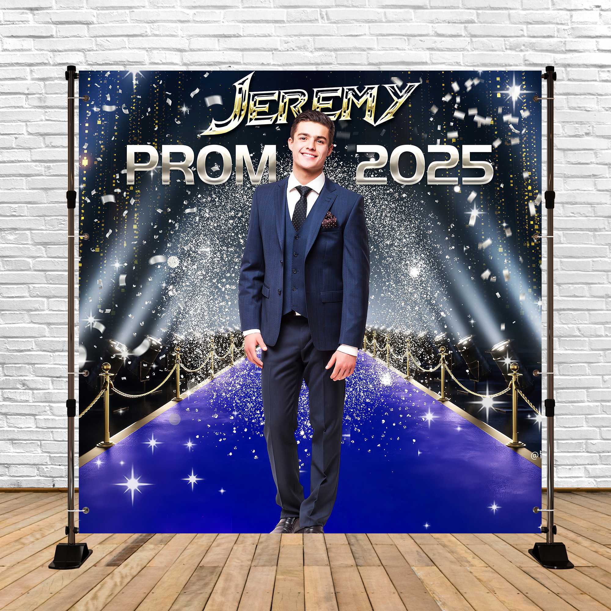 Prom 2025 Backdrop Starry Blue Carpet Custom Party Graduation Backdrop UK LXX5-233