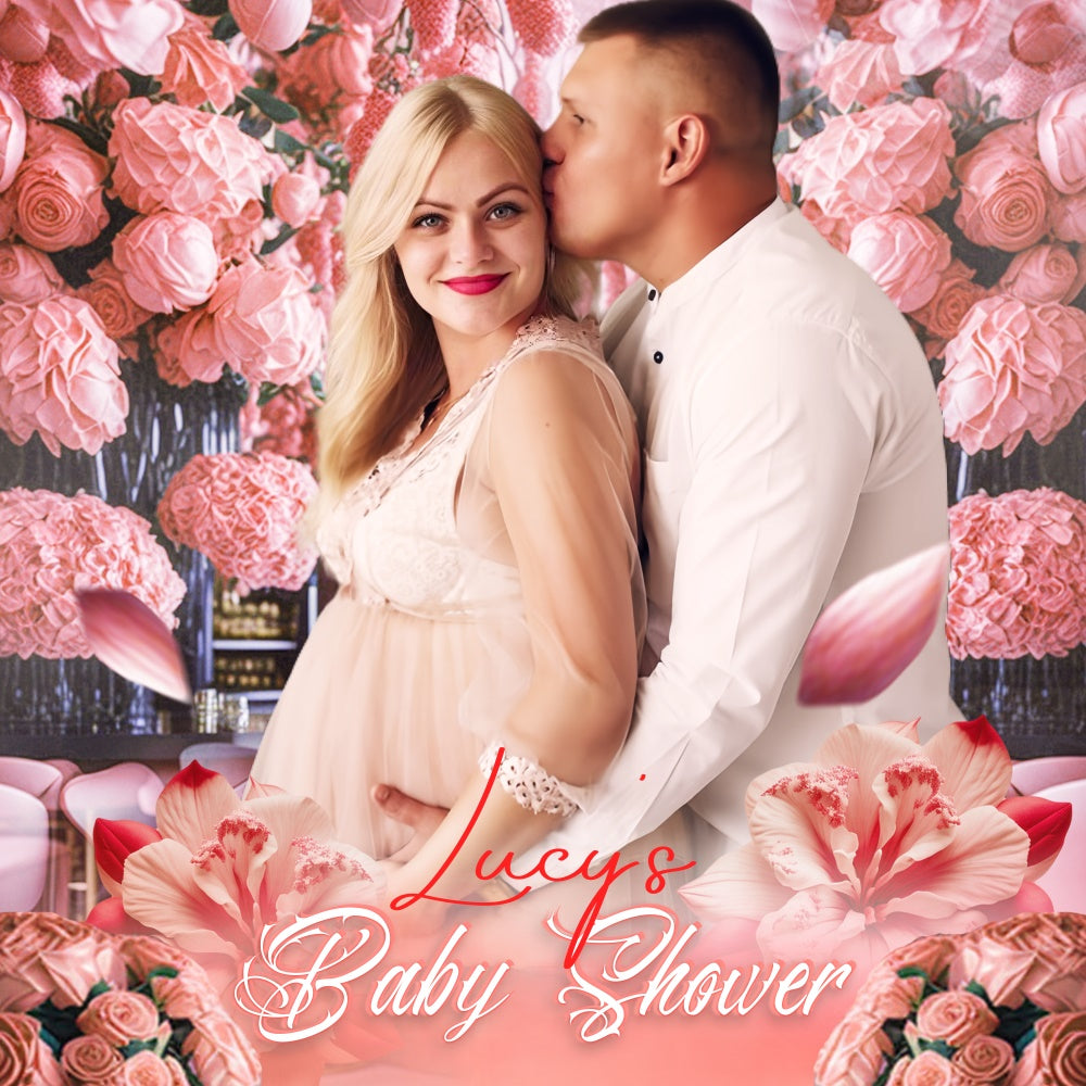 Backdrop For Baby Shower Romantic Rose Garden Custom Backdrop UK LXX5-238