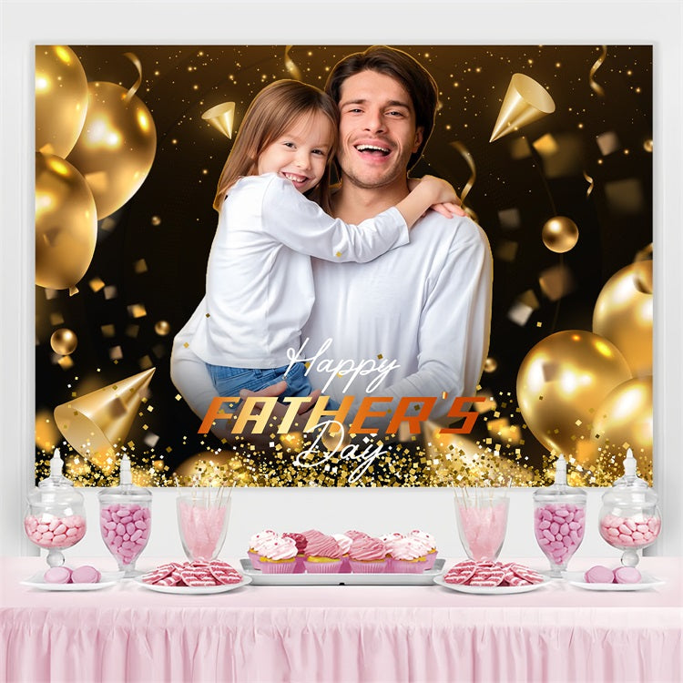 Backdrops For Father's Day Golden Balloons Confetti Custom Backdrop UK LXX5-29