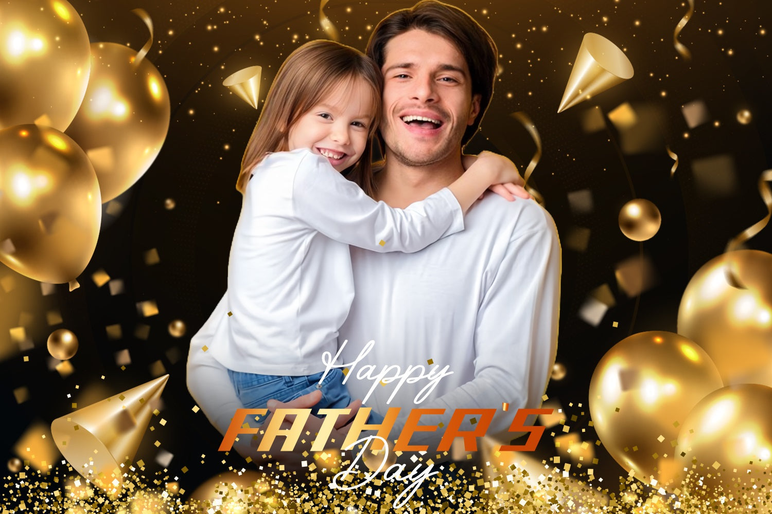 Backdrops For Father's Day Golden Balloons Confetti Custom Backdrop UK LXX5-29