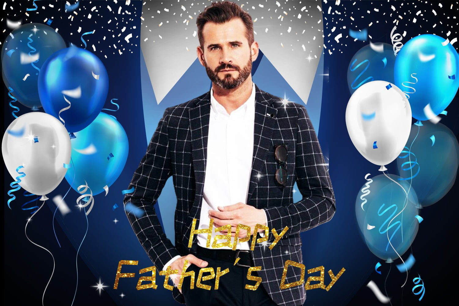 Father's Day Photo Backdrop Celebration Balloons Personalised Backdrop UK LXX5-5