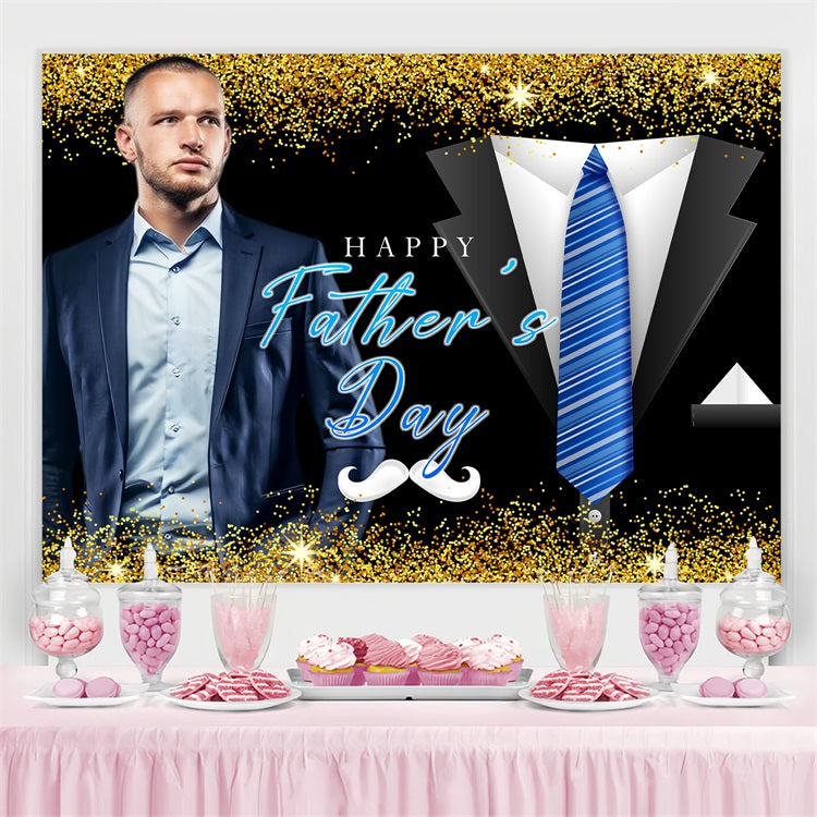 Father's Day Backdrop Gold Sparkle Tie Custom Backdrop UK LXX5-6