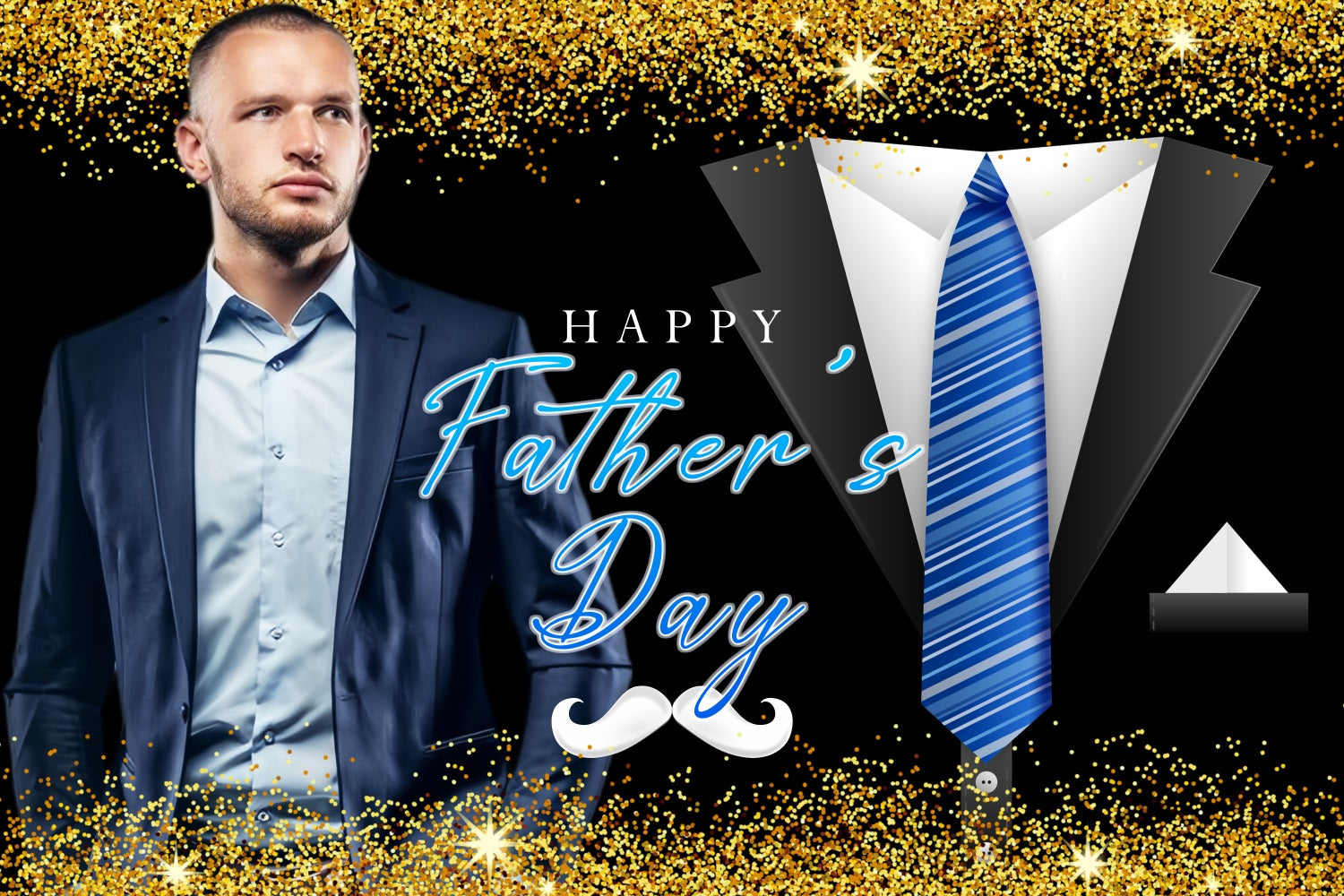 Father's Day Backdrop Gold Sparkle Tie Custom Backdrop UK LXX5-6
