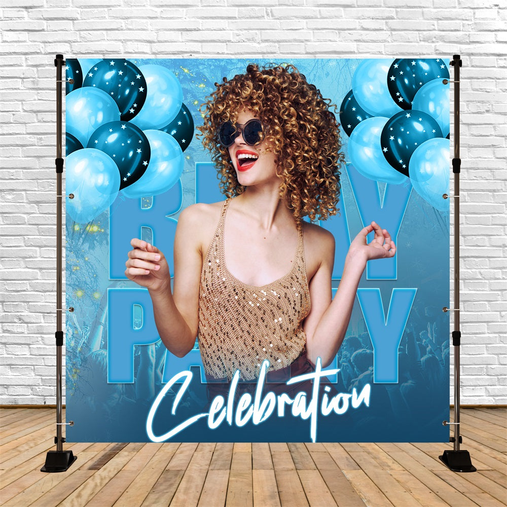 Custom Birthday Backdrop Blue Balloon Glow Backdrop UK LXX5-98