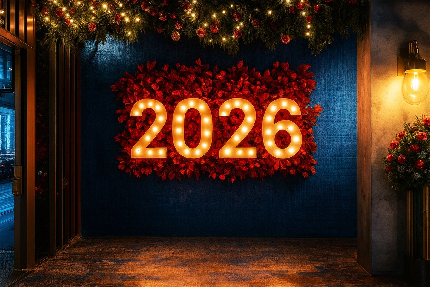 2026 New Year Backdrop Festive Lighted Decorations Happy New Years Backdrop UK LXX510-10