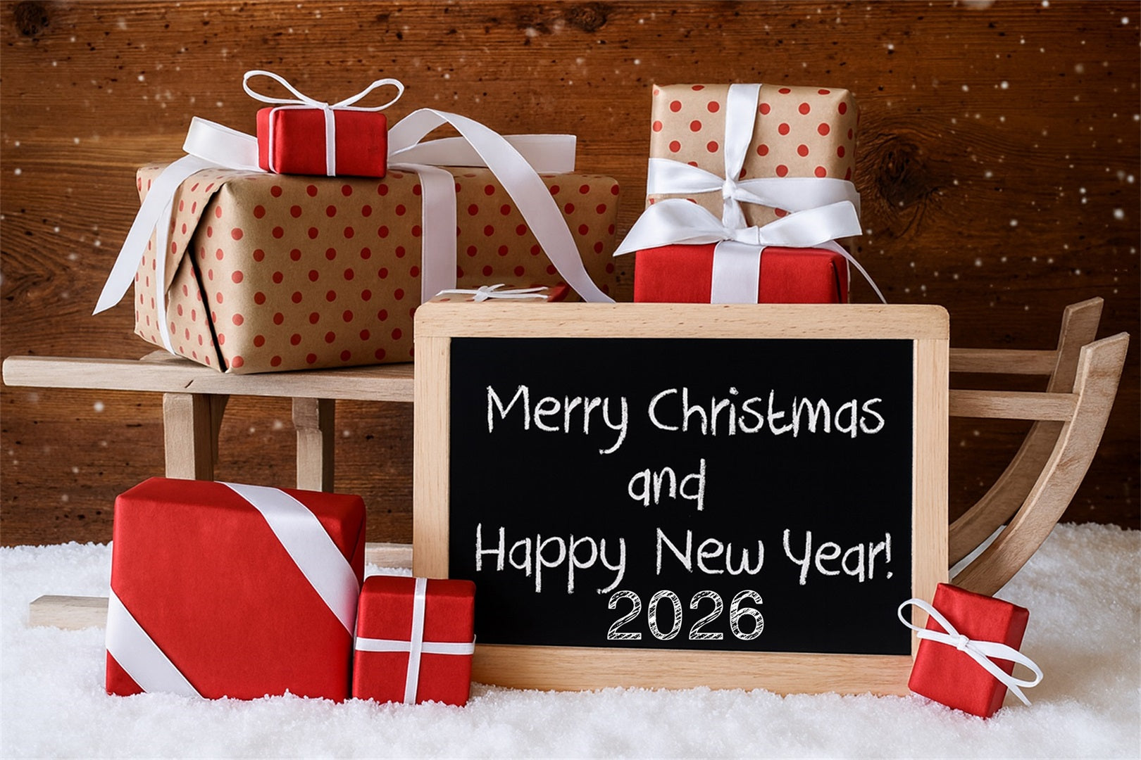 Happy New Year Photo Backdrop Christmas Gift Boxes New Year's Backdrops UK LXX510-12