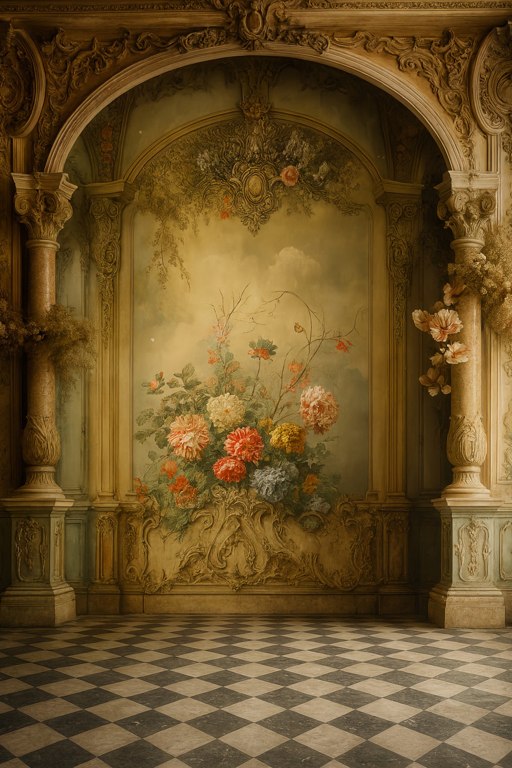 Vintage Wall Backdrop Baroque Arch Bloom Hall Victorian Backdrop UK LXX510-127