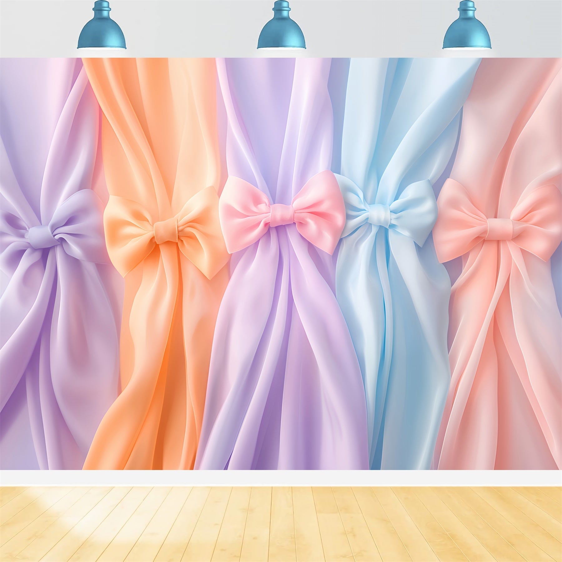 Bow Backdrop Soft Pastel Draped Ribbons Wedding Backdrop UK LXX510-161