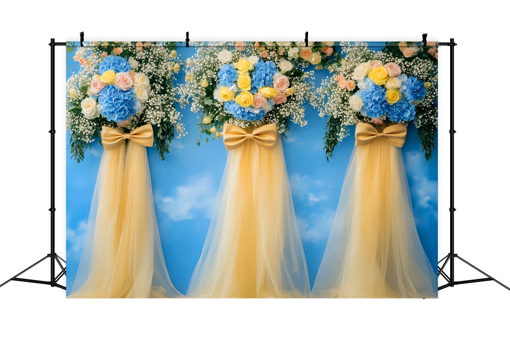 Bow Backdrops Golden Floral Sky Elegance Wedding Backdrop UK LXX510-162