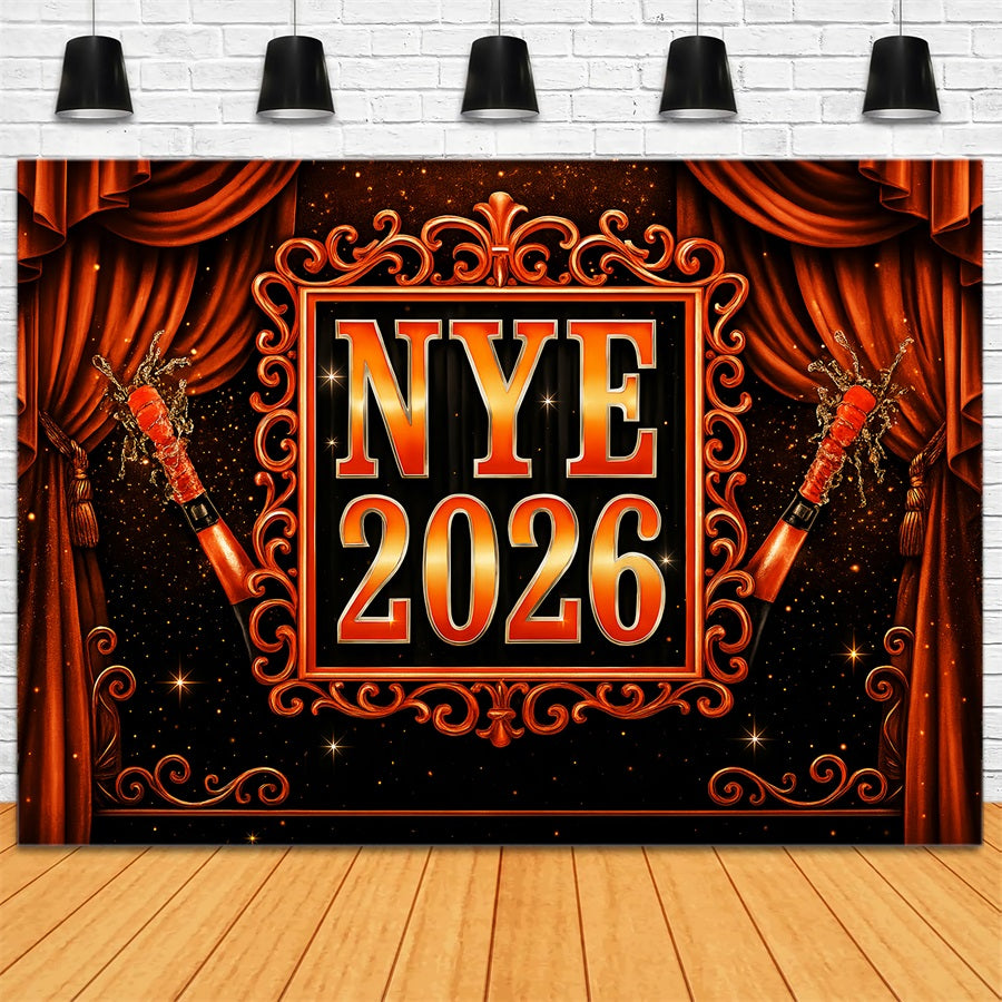 Happy New Year Backdrop Glamorous Sparkling Champagne New Year Backdrop UK LXX510-17