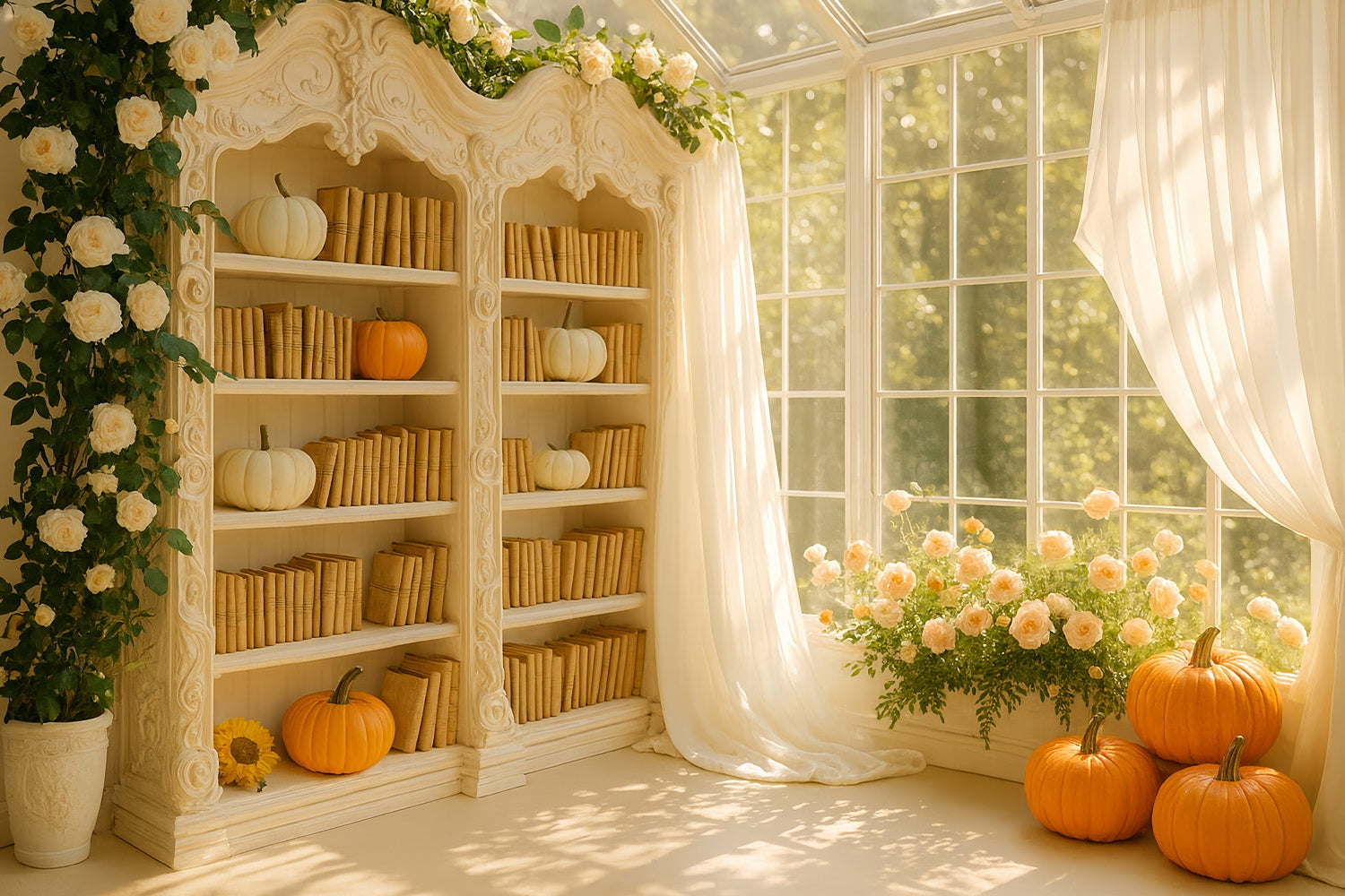 Pumpkin Backdrop Golden Library Pumpkin Glow Thanksgiving Backdrop Ideas UK LXX510-21