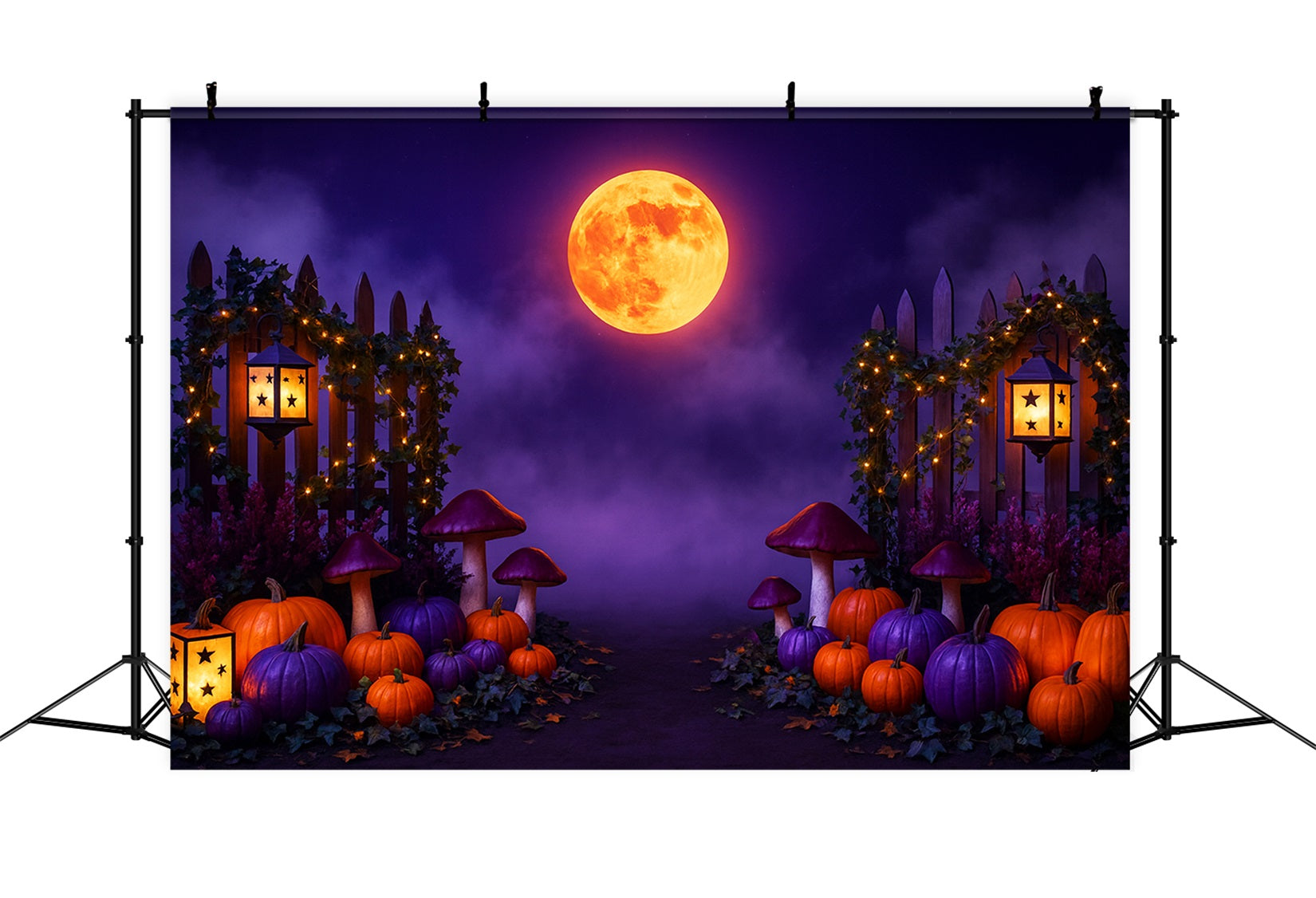 Pumpkin Backdrop Purple Moon Pumpkin Path Thanksgiving Backdrop UK LXX510-30