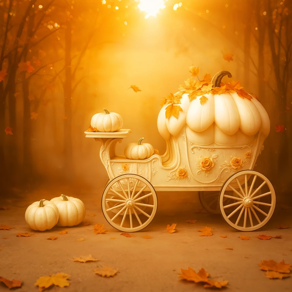 Pumpkin Photo Backdrop Pumpkin Carriage Golden Dream Happy Thanksgiving Backdrop UK LXX510-41