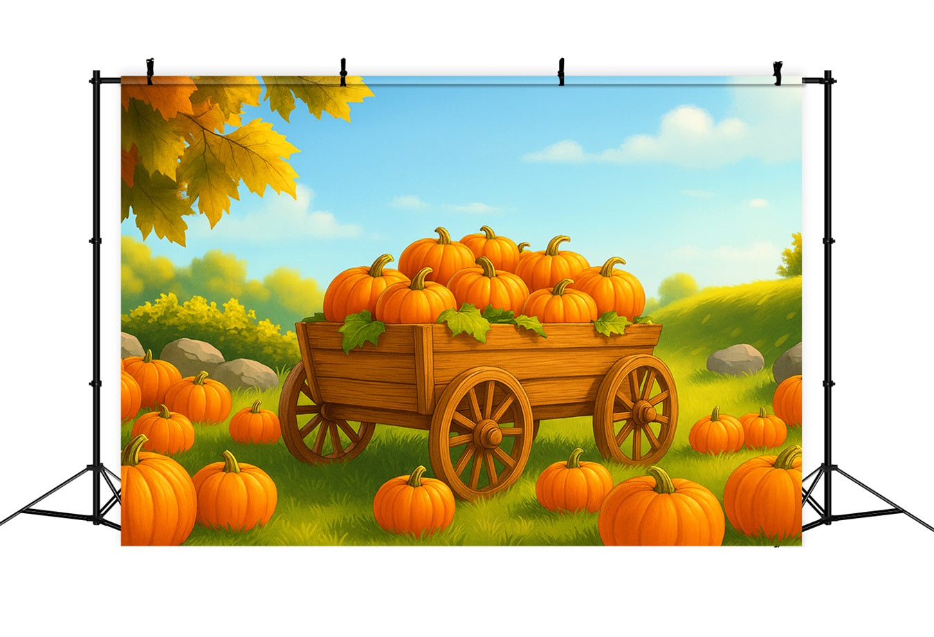 Farm Backdrop Pumpkin Wagon Sunny Field Thanksgiving Backdrop Ideas UK LXX510-51