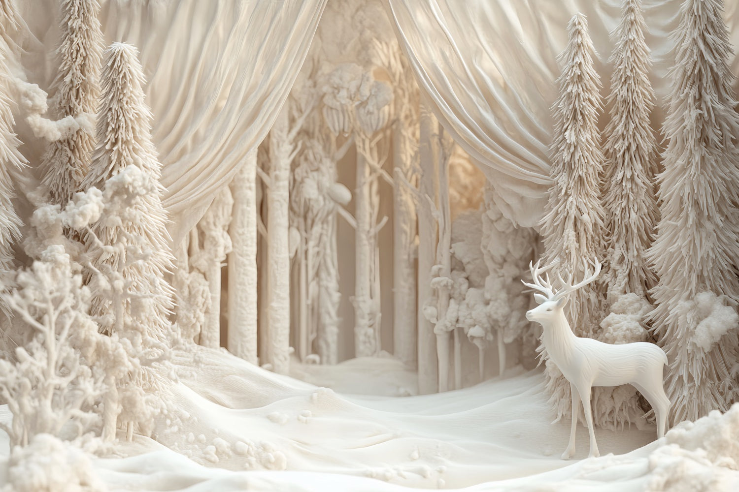 Wonderland Backdrop Ivory Reindeer Winter Forest Winter Backdrops UK LXX510-68