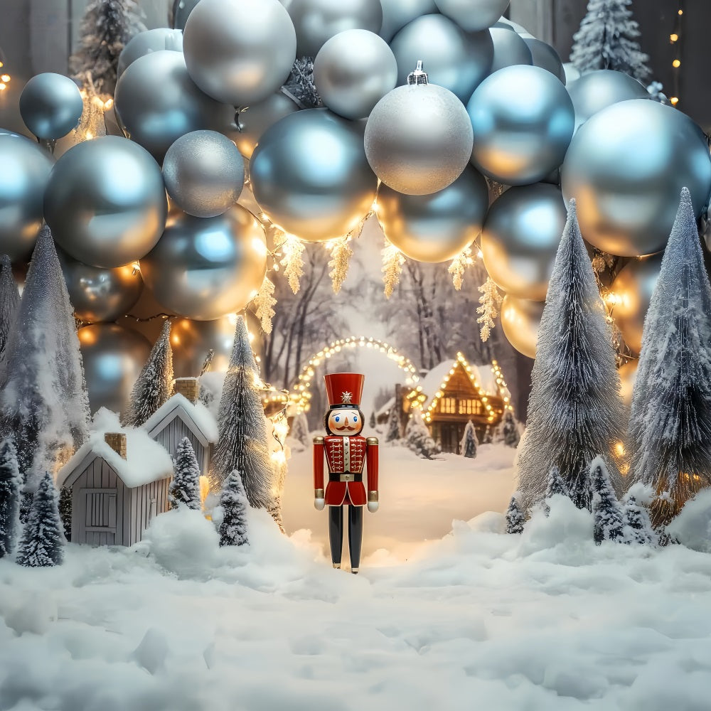 Winter Backdrop Nutcracker Silver Balloon Village Winter Snow Backdrop UK LXX510-72