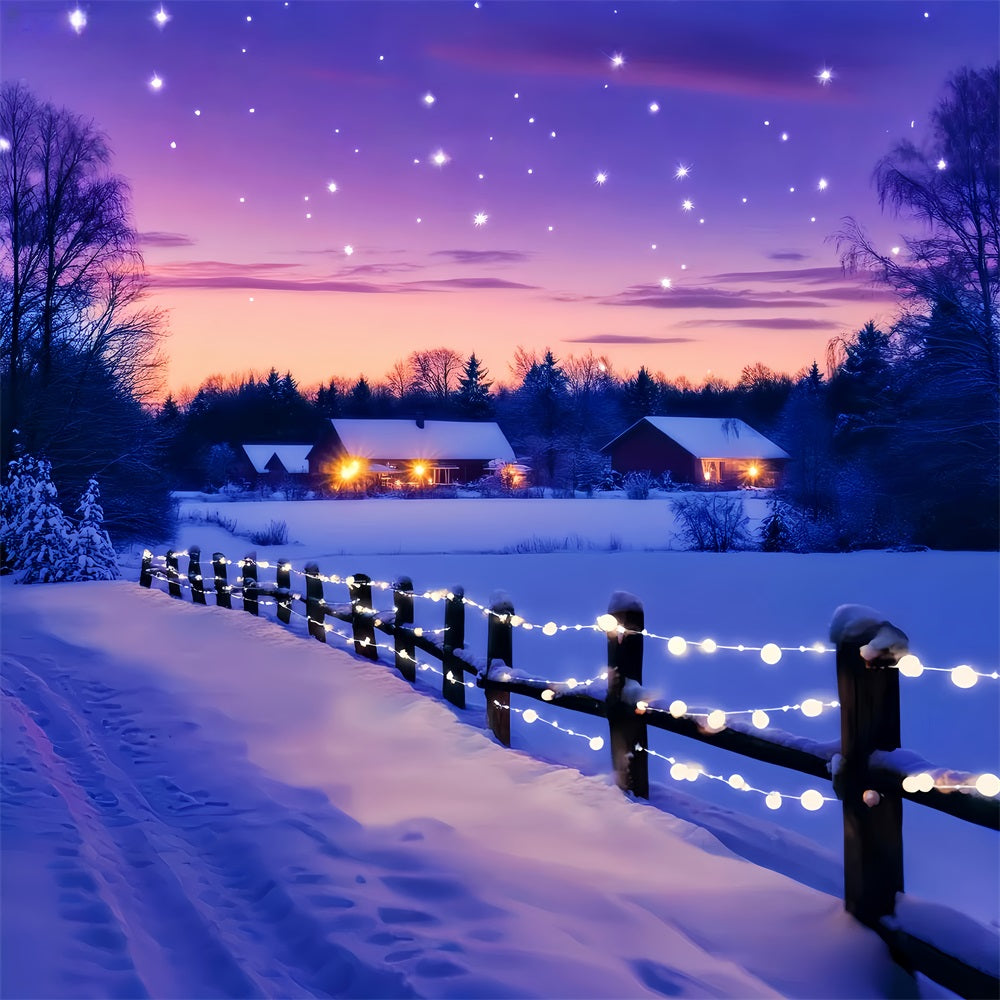 Winter Wonderland Backdrop Twilight Cottage Star Glow Winter Backdrops UK LXX510-88