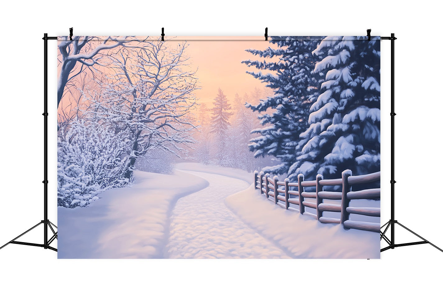 Winter Wonderland Backdrop Twilight Cottage Star Glow Winter Backdrops UK LXX510-88