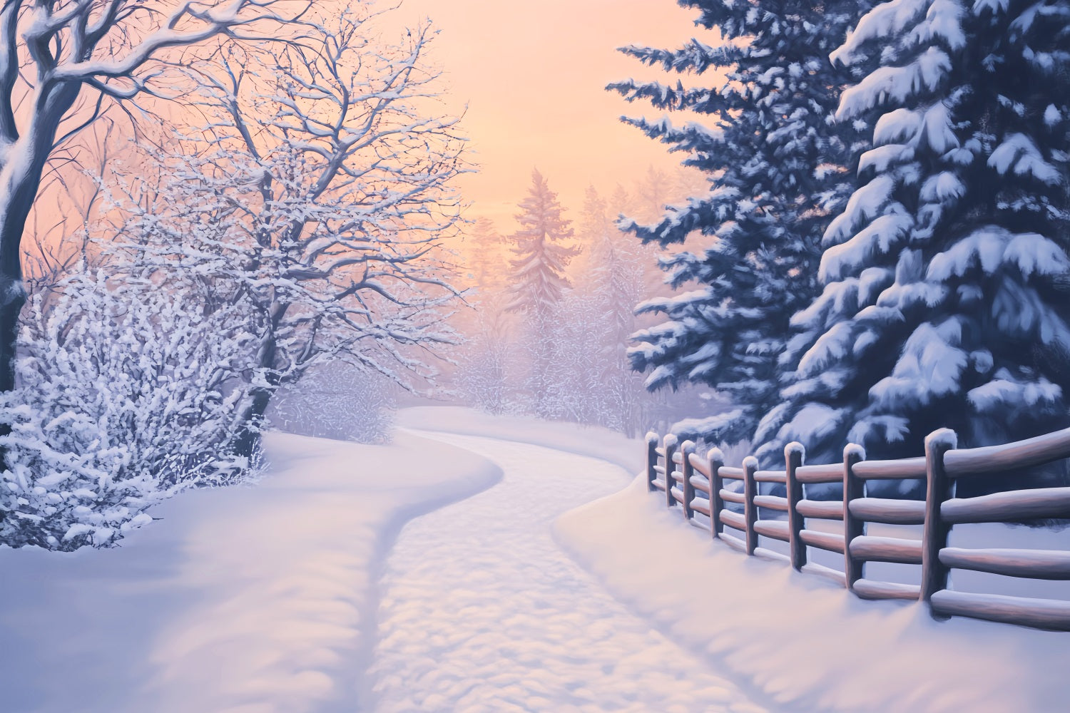 Winter Wonderland Backdrop Twilight Cottage Star Glow Winter Backdrops UK LXX510-88