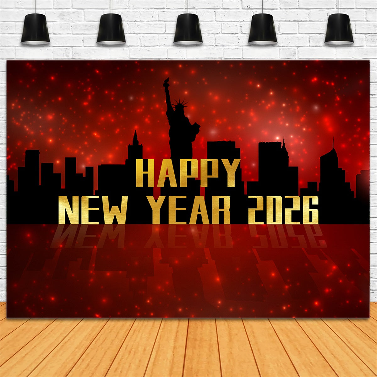 New Years Photo Backdrop Liberty Statue Silhouette New Years Photo Backdrop UK LXX510-9