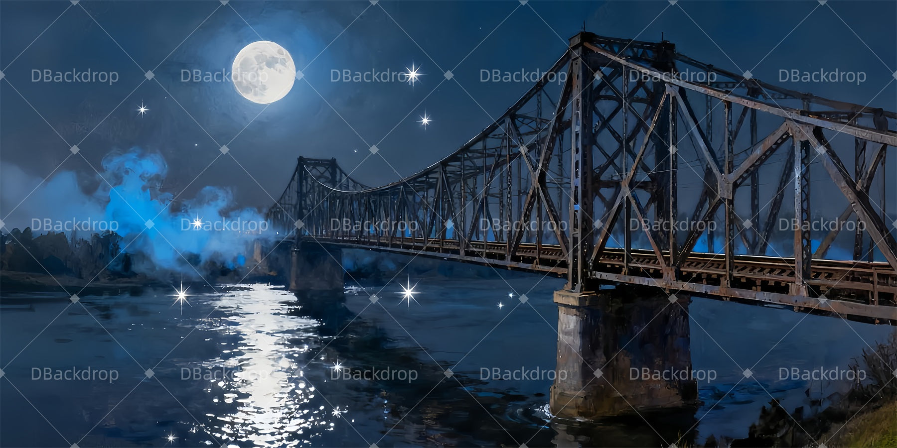 Theater Stage Backdrop Train Bridge Musical Backdrop UK LXX510-T11