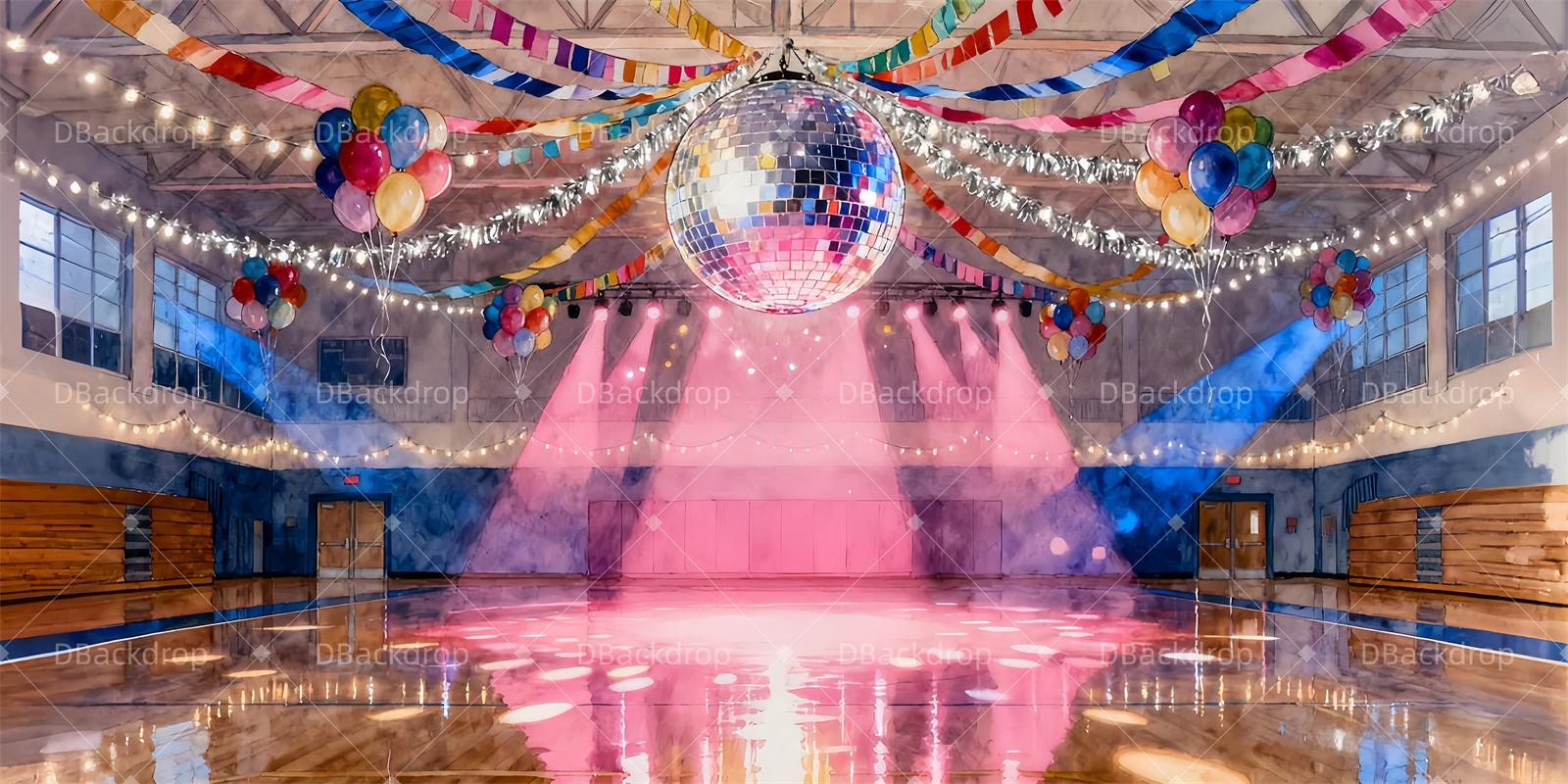 Theater Backdrop Rainbow Prom Hall School Dance Backdrop UK LXX510-T16