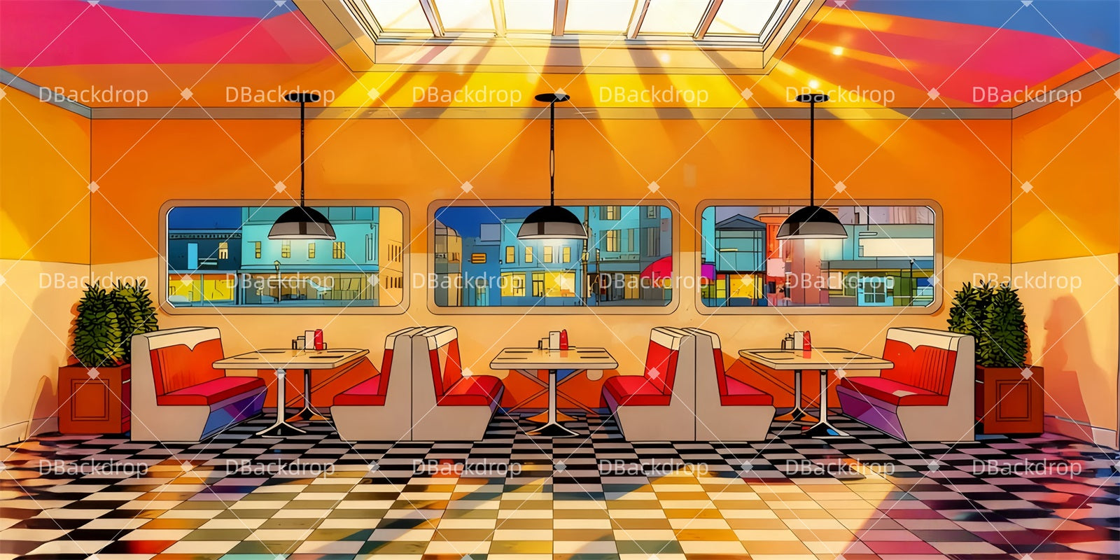 Performance Backdrops 1950s Diner Theater Stage Backdrop UK LXX510-T43