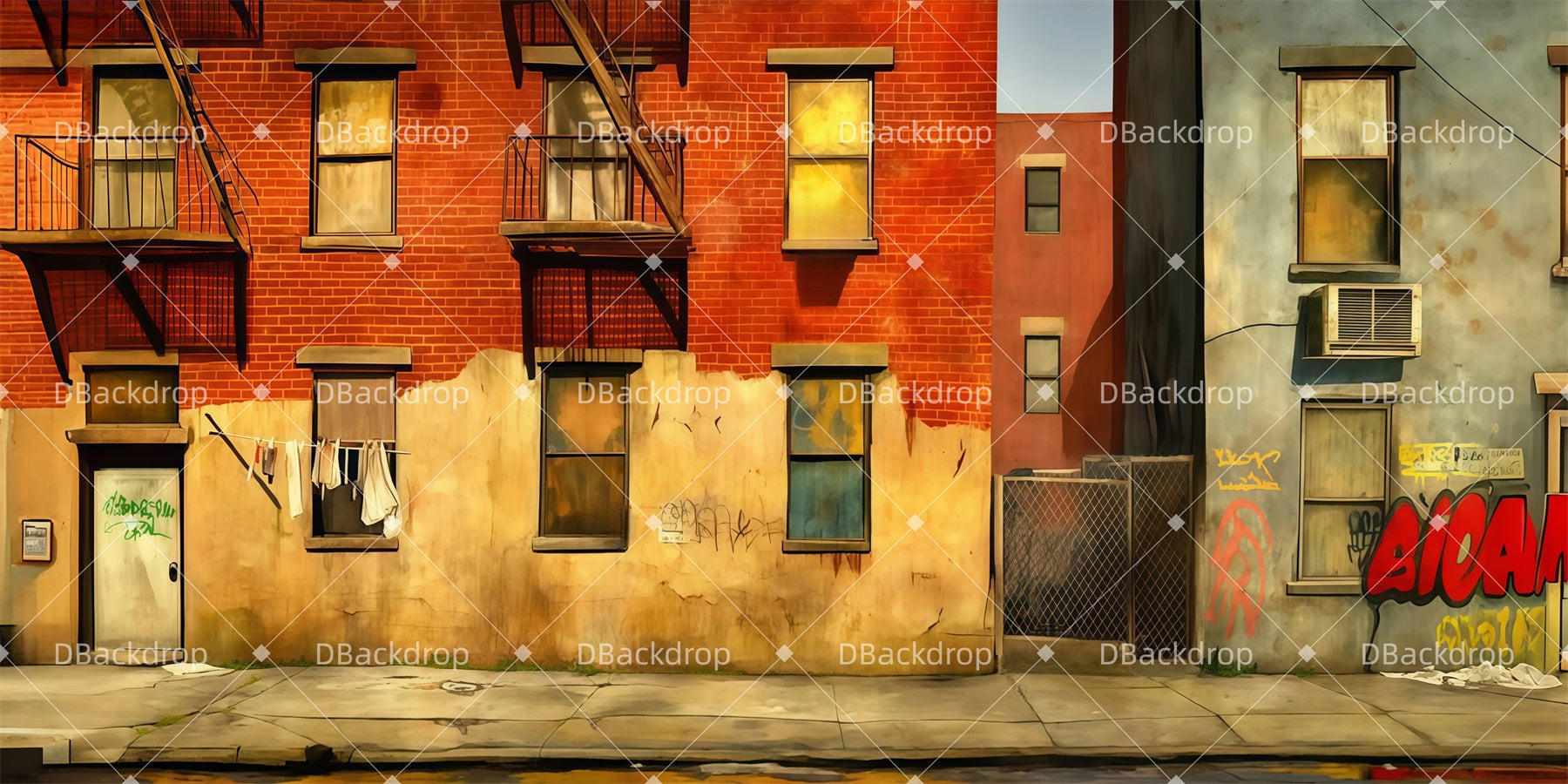 Stage Backdrop Ideas Old Tenement Block Theater Backdrops UK LXX511-T103