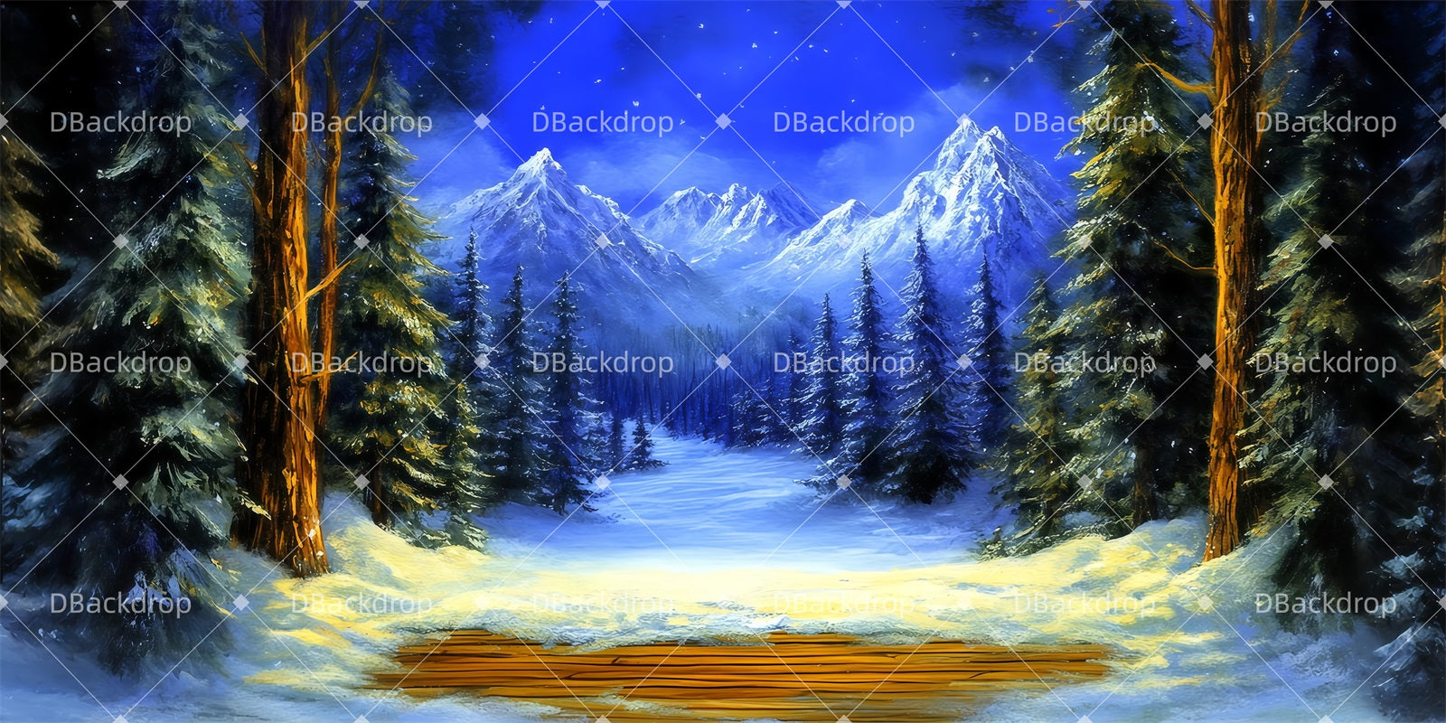 Forest Stage Backdrop Blue Winter Wonderland Christmas Stage Backdrops UK LXX511-T112