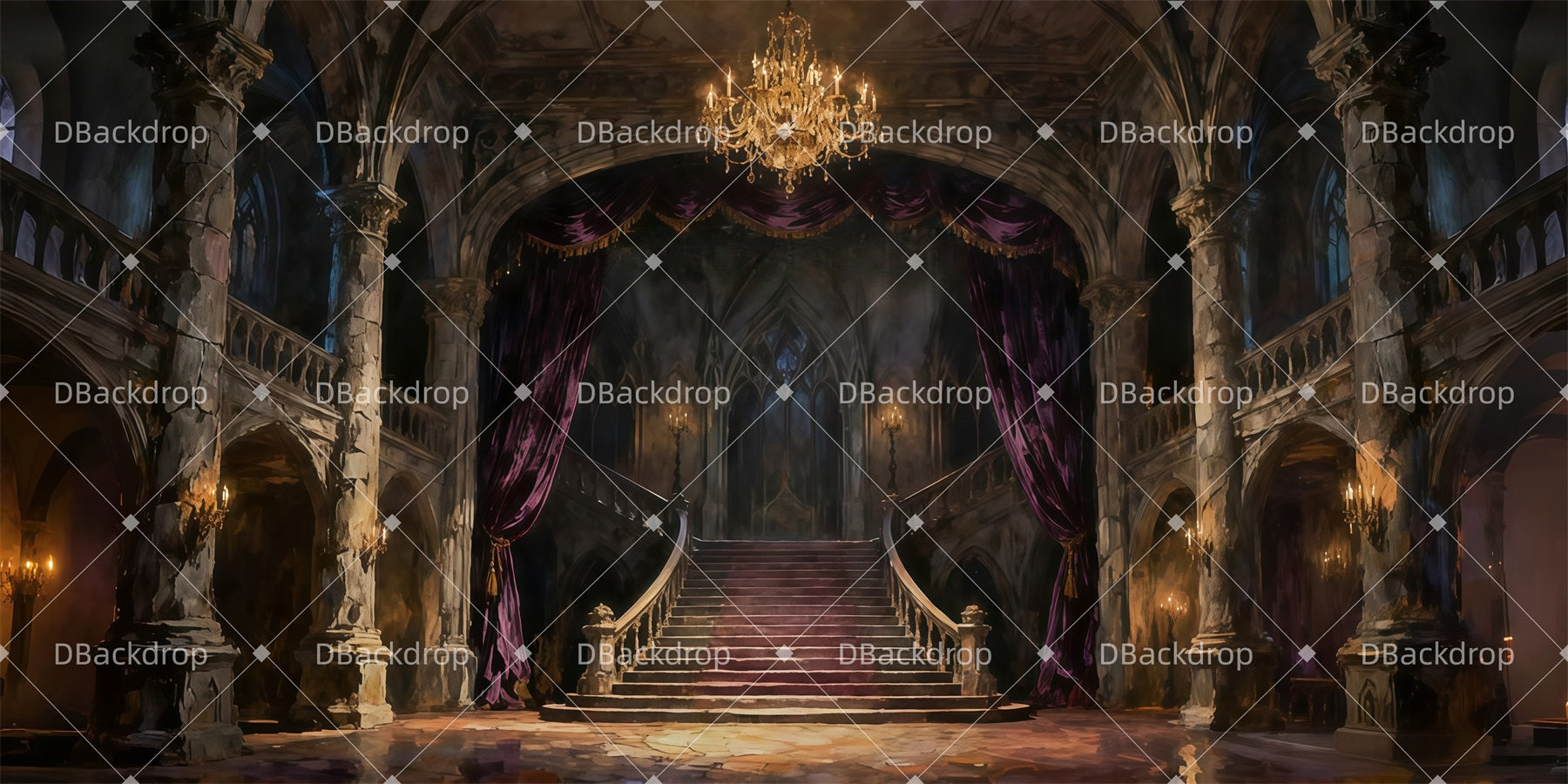 Performance Backdrops Beast's Castle Interior Theater Stage Backdrop UK LXX511-T129