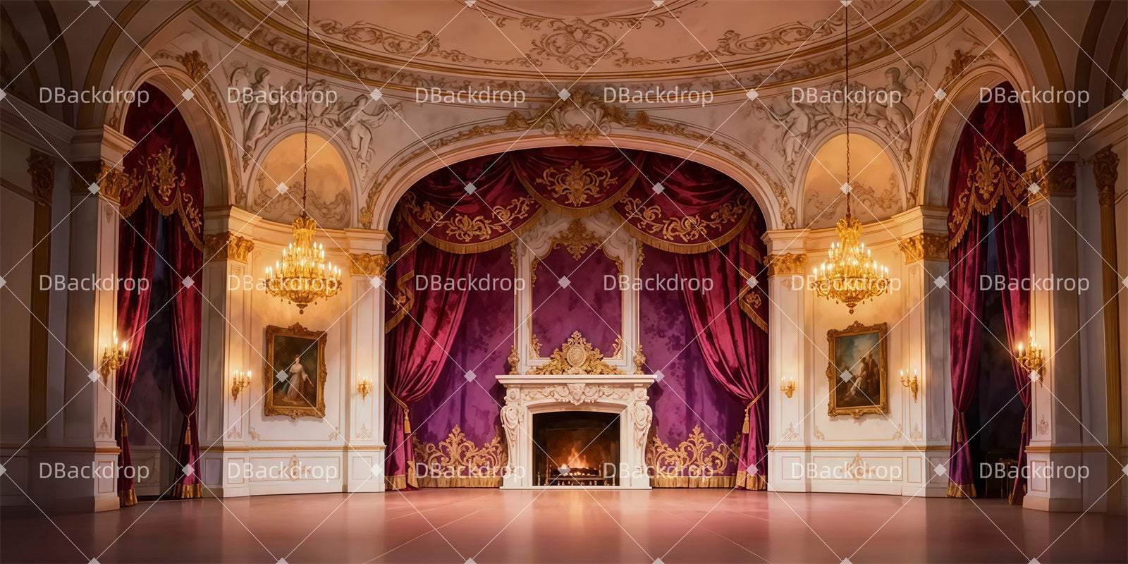 Dance Backdrop Luxurious Palace Interior Stage Backdrop Ideas UK LXX511-T16