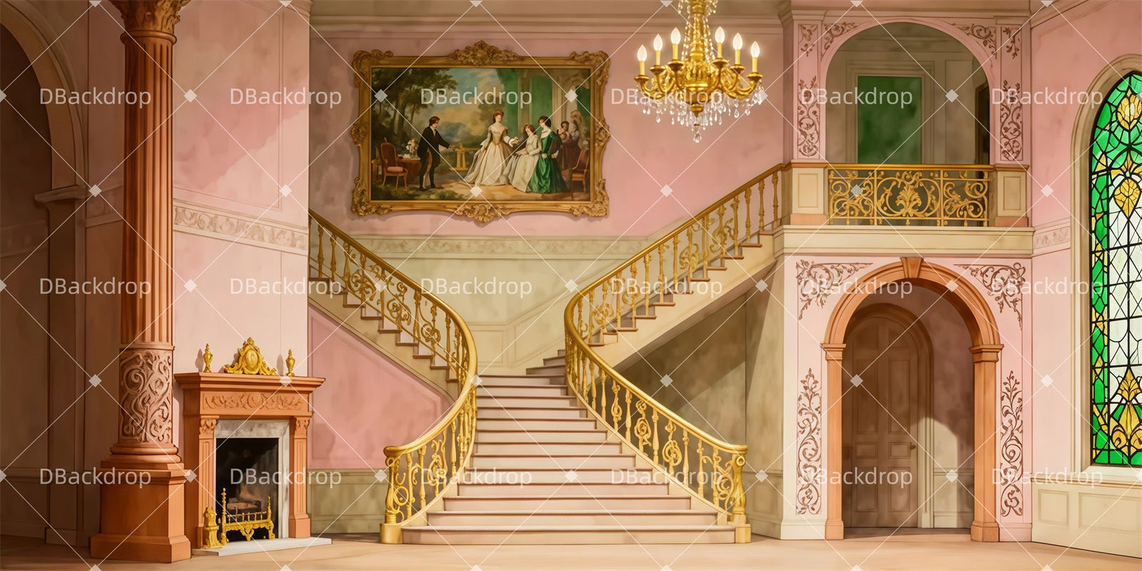 Performance Backdrops Victorian Mansion Hallway School Dance Backdrop UK LXX511-T17