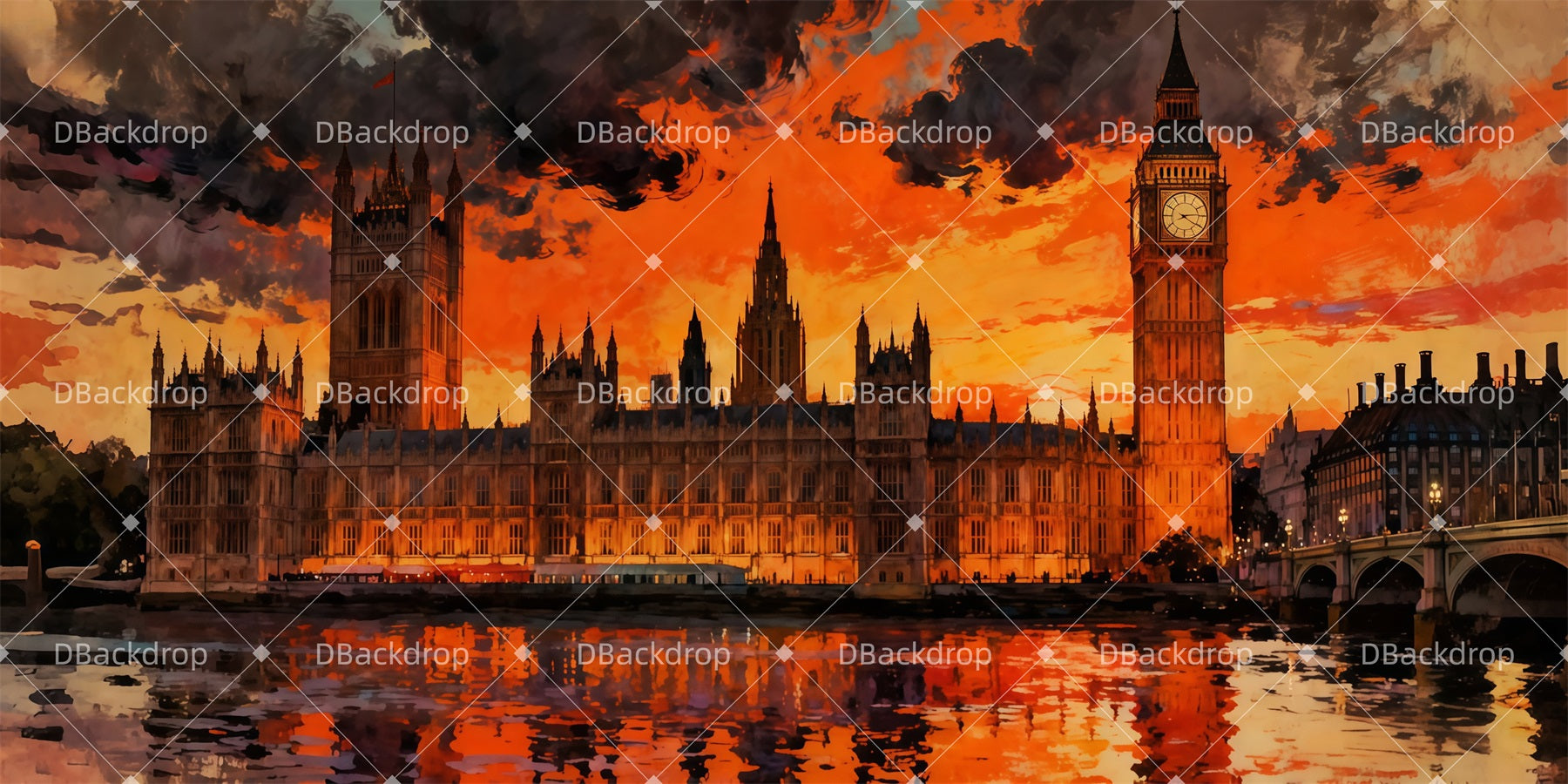 Theater Backdrop London Sunset Palace Stage Scenery Backdrops UK LXX511-T54
