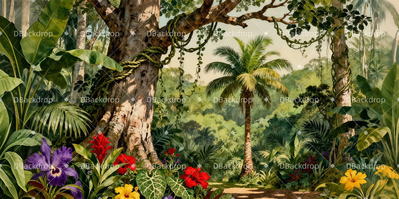 Forest Stage Backdrop Exotic Forest Garden Theater Backdrop UK LXX511-T66