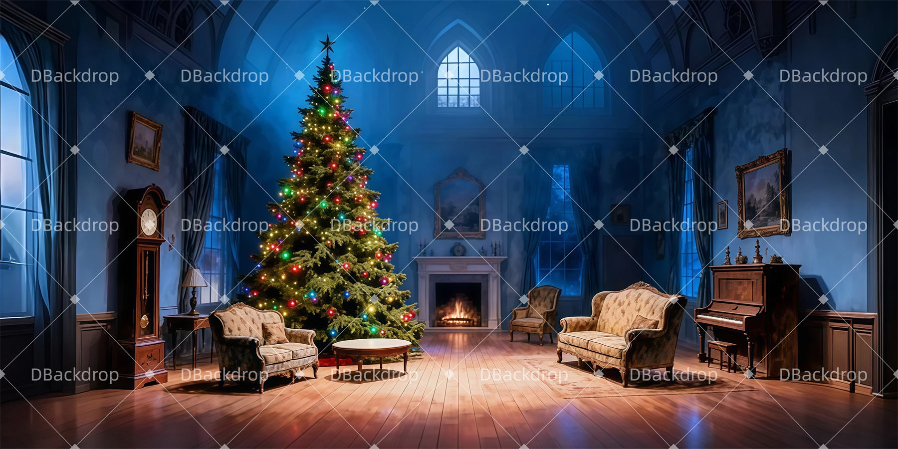Christmas Stage Backdrops Victorian Holiday Room Theater Backdrop UK LXX511-T80