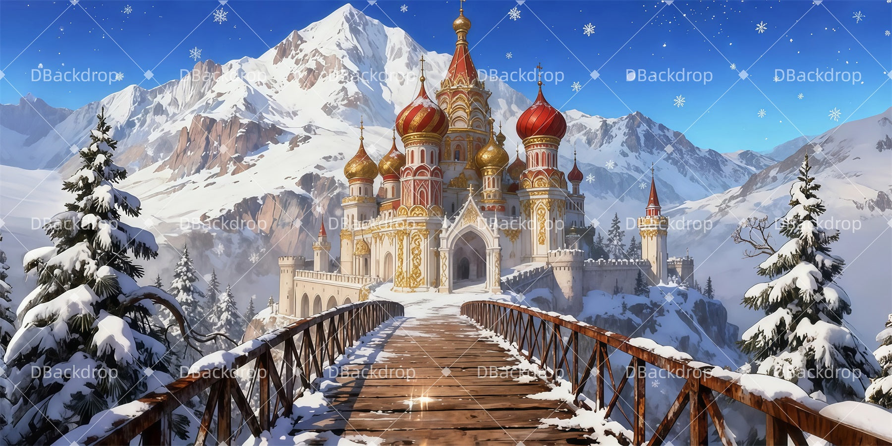 Large Stage Backdrops Golden Snow Castle Theater Backdrops For Sale UK LXX511-T84